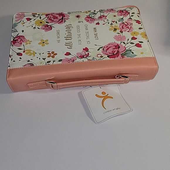 He Works All Things for Good Faux Leather Bible Cover  Protector Romans 8:28 - Picture 3 of 8